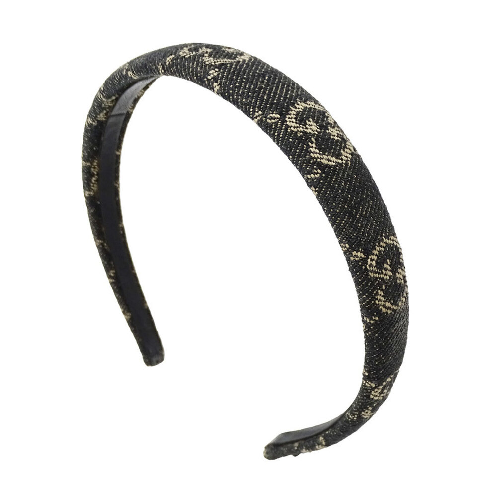 Gucci GUCCI Women's Headband, GG Denim, Black/Beige, 652835, Hairband, Logo, ...